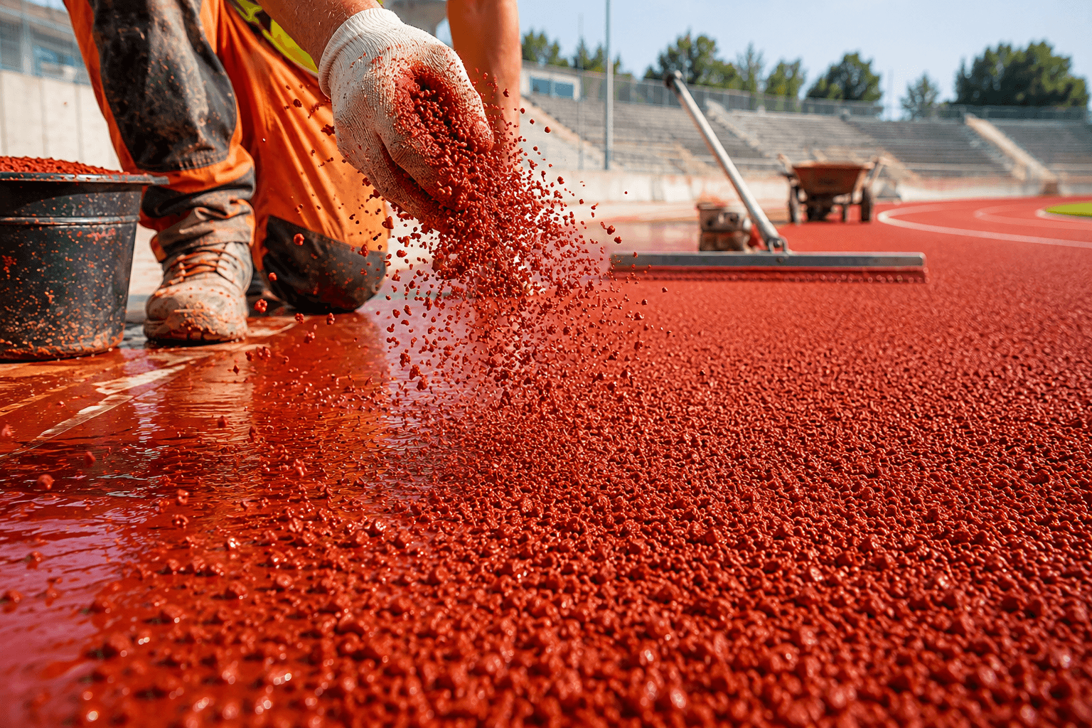 EPDM installation in a running track project